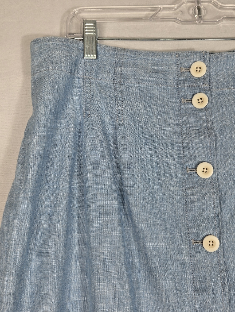 Madewell Chambray Midi Skirt sz 14 Blue Weatherly Wash Button Front Pockets NEW - Picture 7 of 16